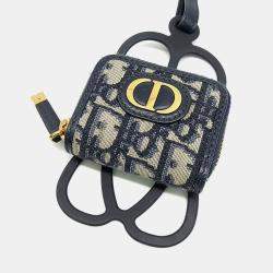Dior Beige Navy Blue Canvas Oblique AirPod Case