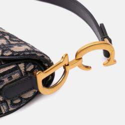 Dior Blue Mini Oblique Canvas Saddle Bag