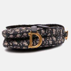 Dior Blue Mini Oblique Canvas Saddle Bag