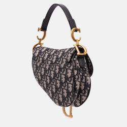 Dior Blue Mini Oblique Canvas Saddle Bag