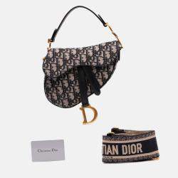 Dior Blue Mini Oblique Canvas Saddle Bag