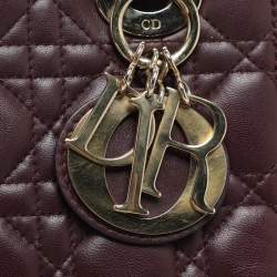 Dior Burgundy Cannage Leather Small Lady Dior My ABCDior Tote