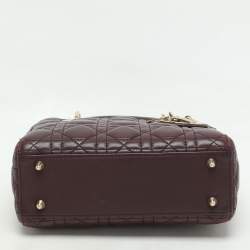 Dior Burgundy Cannage Leather Small Lady Dior My ABCDior Tote