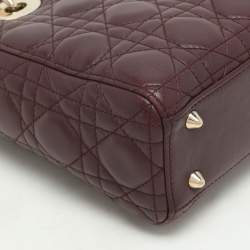 Dior Burgundy Cannage Leather Small Lady Dior My ABCDior Tote