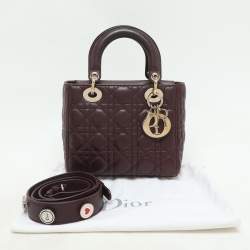 Dior Burgundy Cannage Leather Small Lady Dior My ABCDior Tote