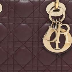 Dior Burgundy Cannage Leather Small Lady Dior My ABCDior Tote