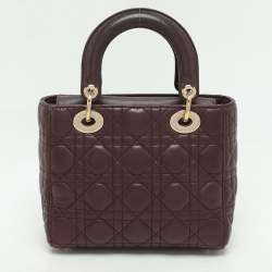 Dior Burgundy Cannage Leather Small Lady Dior My ABCDior Tote