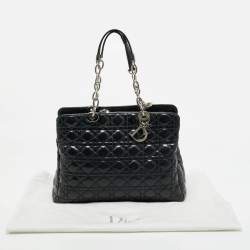 Dior Black Cannage Patent Leather Large Soft Lady Dior Shopping Tote