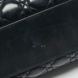 Dior Black Cannage Patent Leather Large Soft Lady Dior Shopping Tote