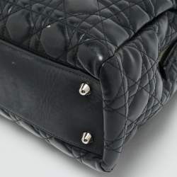 Dior Black Cannage Patent Leather Large Soft Lady Dior Shopping Tote