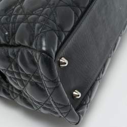 Dior Black Cannage Patent Leather Large Soft Lady Dior Shopping Tote