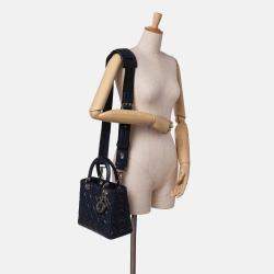 Dior Navy Blue Limited Edition Medium Lambskin Cannage Lady Dior