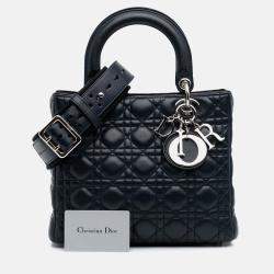 Dior Navy Blue Limited Edition Medium Lambskin Cannage Lady Dior