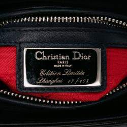 Dior Navy Blue Limited Edition Medium Lambskin Cannage Lady Dior