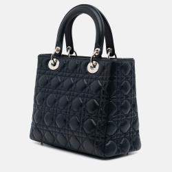 Dior Navy Blue Limited Edition Medium Lambskin Cannage Lady Dior