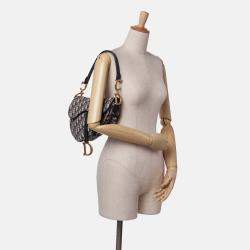 Dior Navy Blue Oblique Canvas Saddle Bag