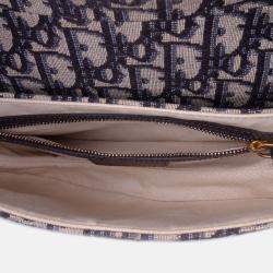 Dior Navy Blue Oblique Canvas Saddle Bag
