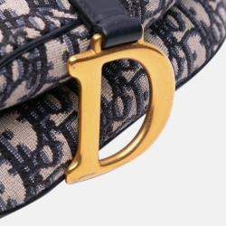 Dior Navy Blue Oblique Canvas Saddle Bag