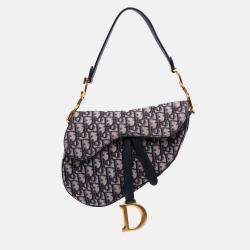 Dior Navy Blue Oblique Canvas Saddle Bag