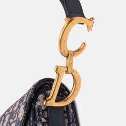 Dior Navy Blue Oblique Canvas Saddle Bag