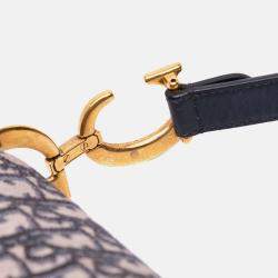 Dior Navy Blue Oblique Canvas Saddle Bag