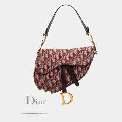Dior Burgundy Oblique Canvas Saddle Bag