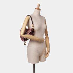 Dior Burgundy Oblique Canvas Saddle Bag