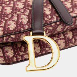 Dior Burgundy Oblique Canvas Saddle Bag