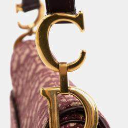 Dior Burgundy Oblique Canvas Saddle Bag
