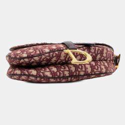 Dior Burgundy Oblique Canvas Saddle Bag