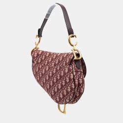 Dior Burgundy Oblique Canvas Saddle Bag
