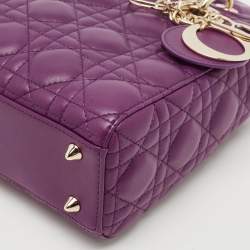 Dior Purple Cannage Leather Small Lady Dior My ABCDior Bag