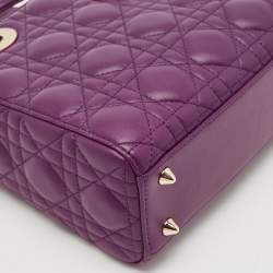 Dior Purple Cannage Leather Small Lady Dior My ABCDior Bag