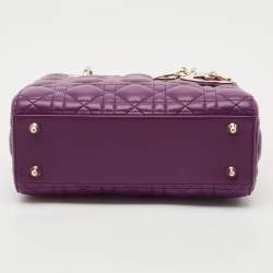 Dior Purple Cannage Leather Small Lady Dior My ABCDior Bag