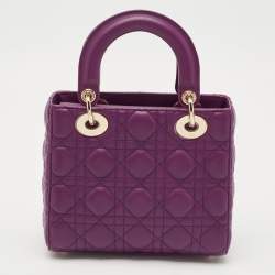 Dior Purple Cannage Leather Small Lady Dior My ABCDior Bag