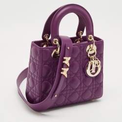 Dior Purple Cannage Leather Small Lady Dior My ABCDior Bag