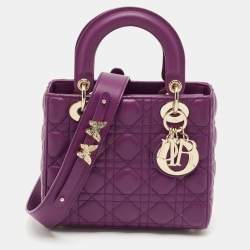 Dior Purple Cannage Leather Small Lady Dior My ABCDior Bag