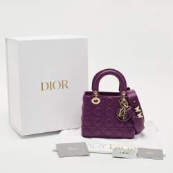 Dior Purple Cannage Leather Small Lady Dior My ABCDior Bag