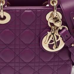 Dior Purple Cannage Leather Small Lady Dior My ABCDior Bag