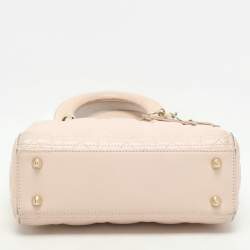 Dior Beige Cannage Leather Small Lady Dior My ABCDior Tote