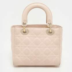 Dior Beige Cannage Leather Small Lady Dior My ABCDior Tote