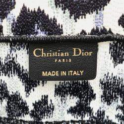 Dior Blue Mizza Medium Embroidered Canvas Leopard Book Tote