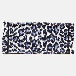 Dior Blue Mizza Medium Embroidered Canvas Leopard Book Tote