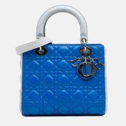 Dior Blue Medium Lambskin Cannage Lady Dior
