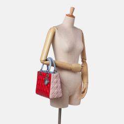 Dior Red Medium Tricolor Lambskin Cannage Lady Dior