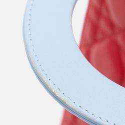 Dior Red Medium Tricolor Lambskin Cannage Lady Dior
