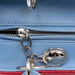 Dior Red Medium Tricolor Lambskin Cannage Lady Dior