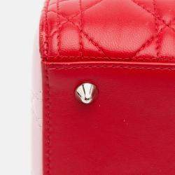 Dior Red Medium Tricolor Lambskin Cannage Lady Dior