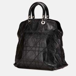 Dior Black Large Lambskin Cannage Polochon Granville Satchel