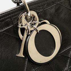 Dior Black Large Lambskin Cannage Polochon Granville Satchel